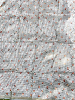 Bollywood Grey Soft Kota Doriya Silk Saree With Flower Print