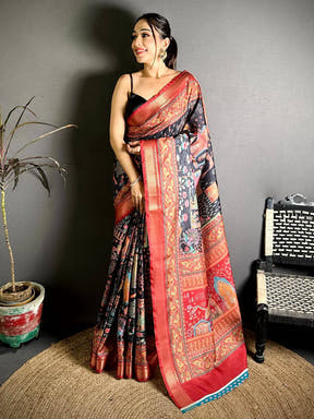 Graceful Pashmina Printed Zari Border Saree