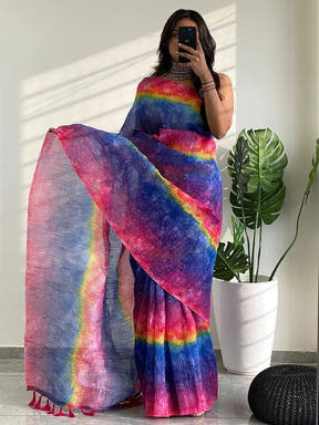 Multy Colored Print Bollywood Saree