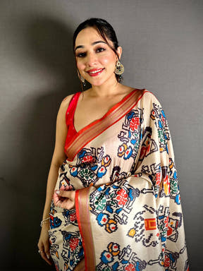 Soft Silk Patola Gaji Lakda Patta Saree
