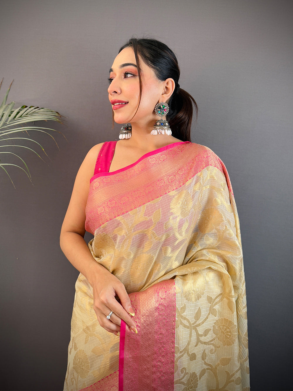 Radiance Kota Kora Gold Zari Saree