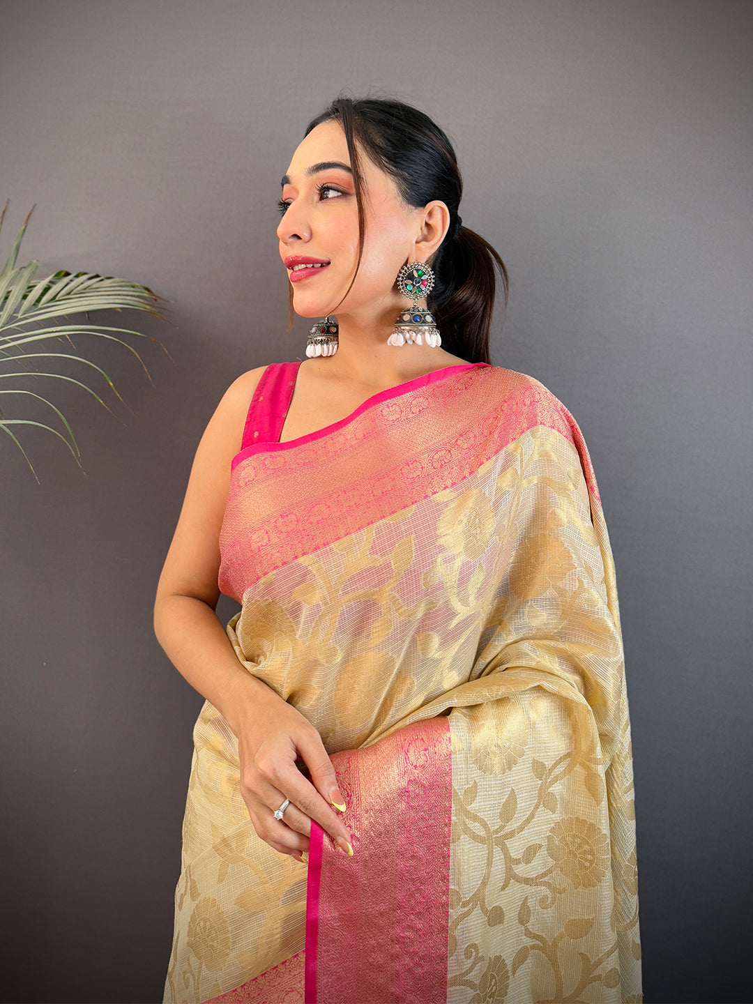 Radiance Kota Kora Gold Zari Saree
