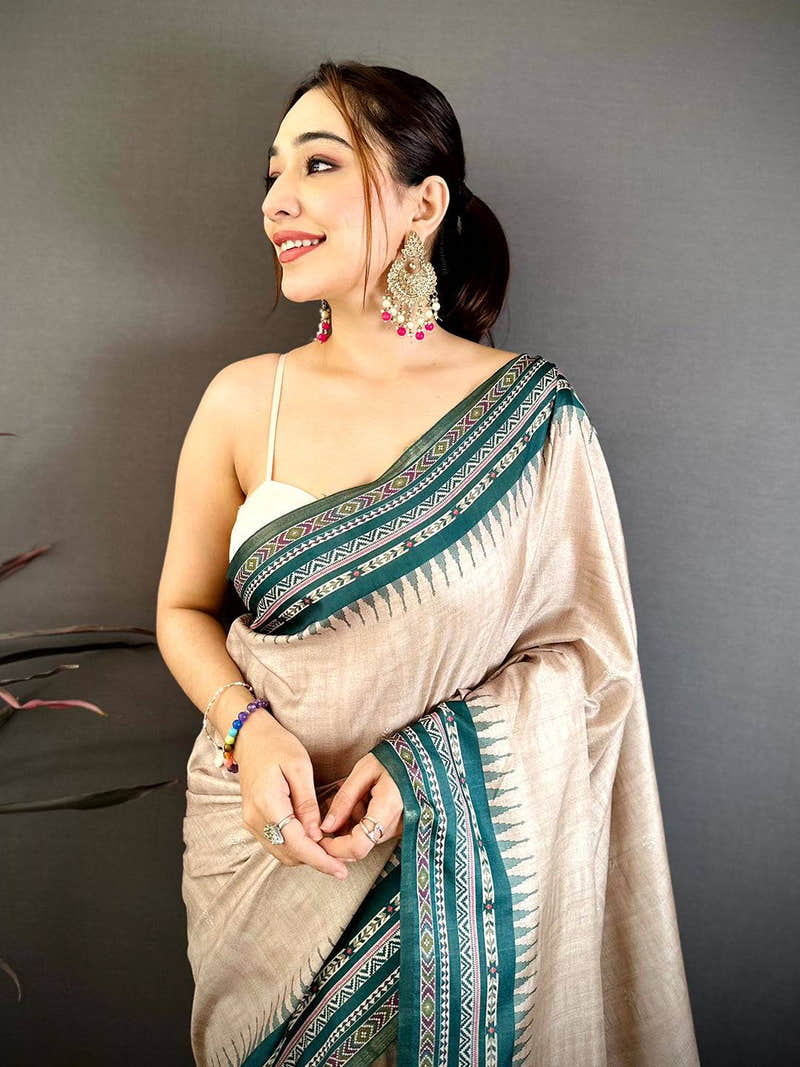 Royal Tribal Border Soft Zarna Silk Saree