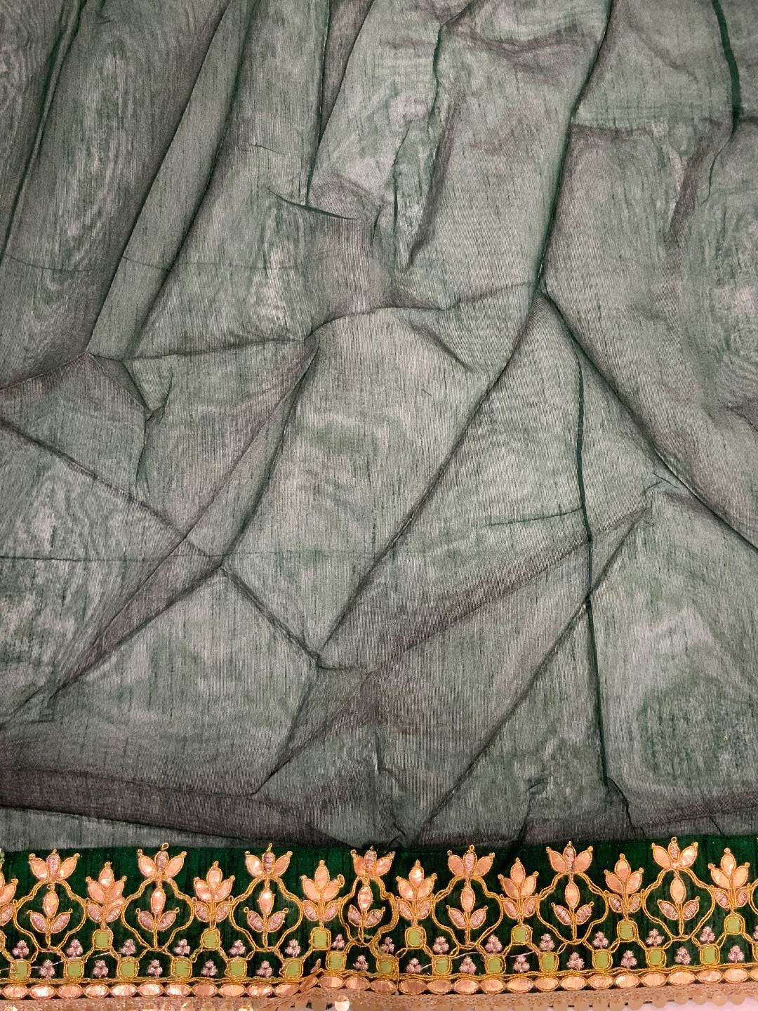 Vibrant Bandhej Foil Work Saree