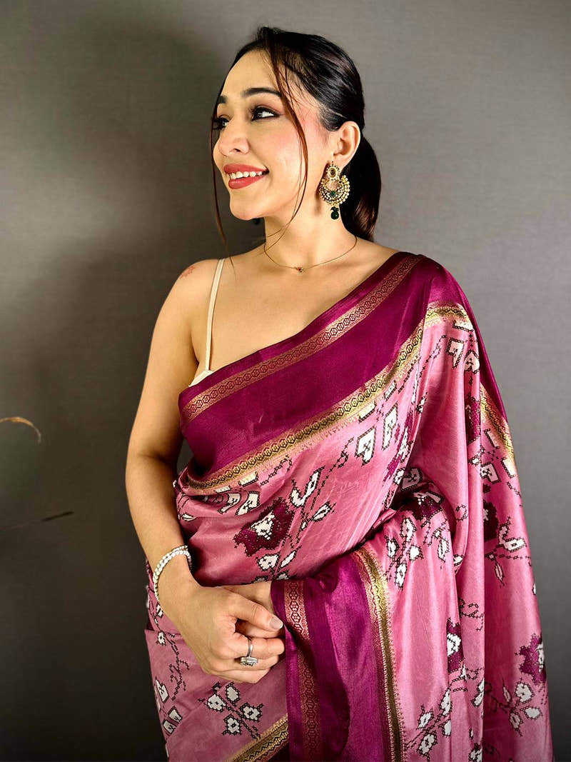 Stylish Floral Print Soft Dola Saree