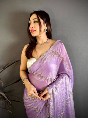 Majestic Peal Satin Tissue Saree