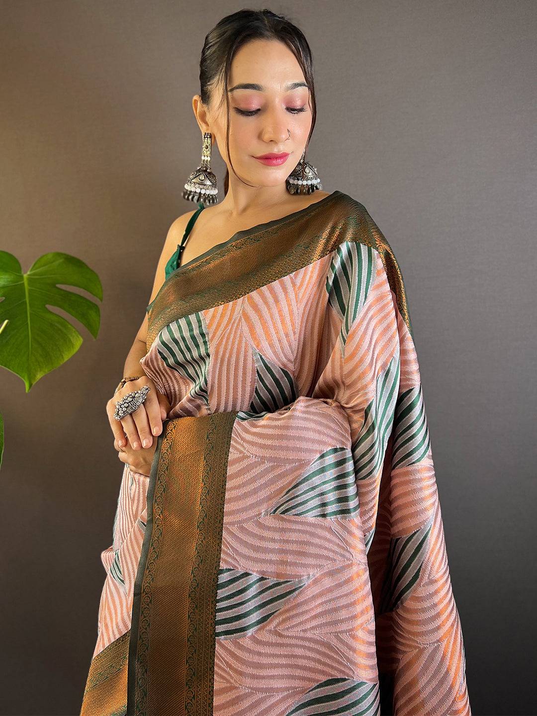Muvel Tussar Silk Zari Weaving Ikkat Saree

