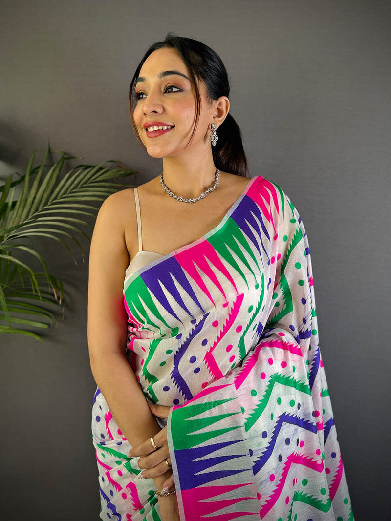 Elegance Dhakai Jamdani Cotton Silk Saree