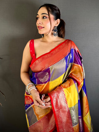 Palum Pazhamum Checks Soft Silk Saree