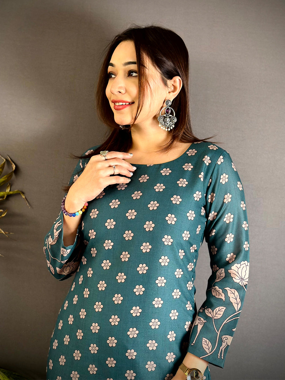 Elegant Kalamkari Round Cotton Kurti