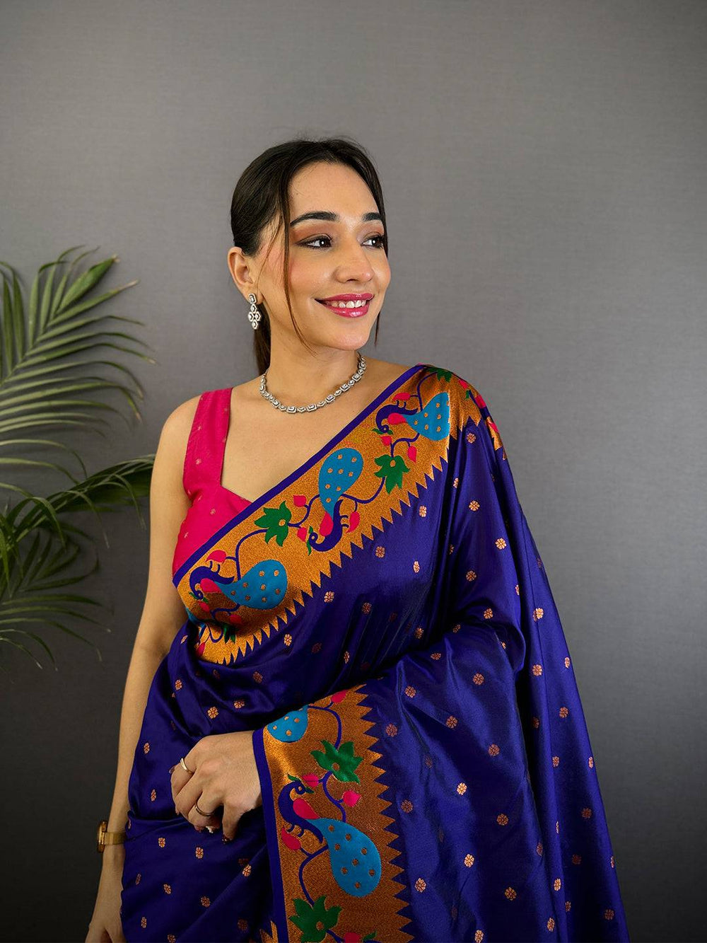 Navy Yeola Paithani Soft Silk Saree
