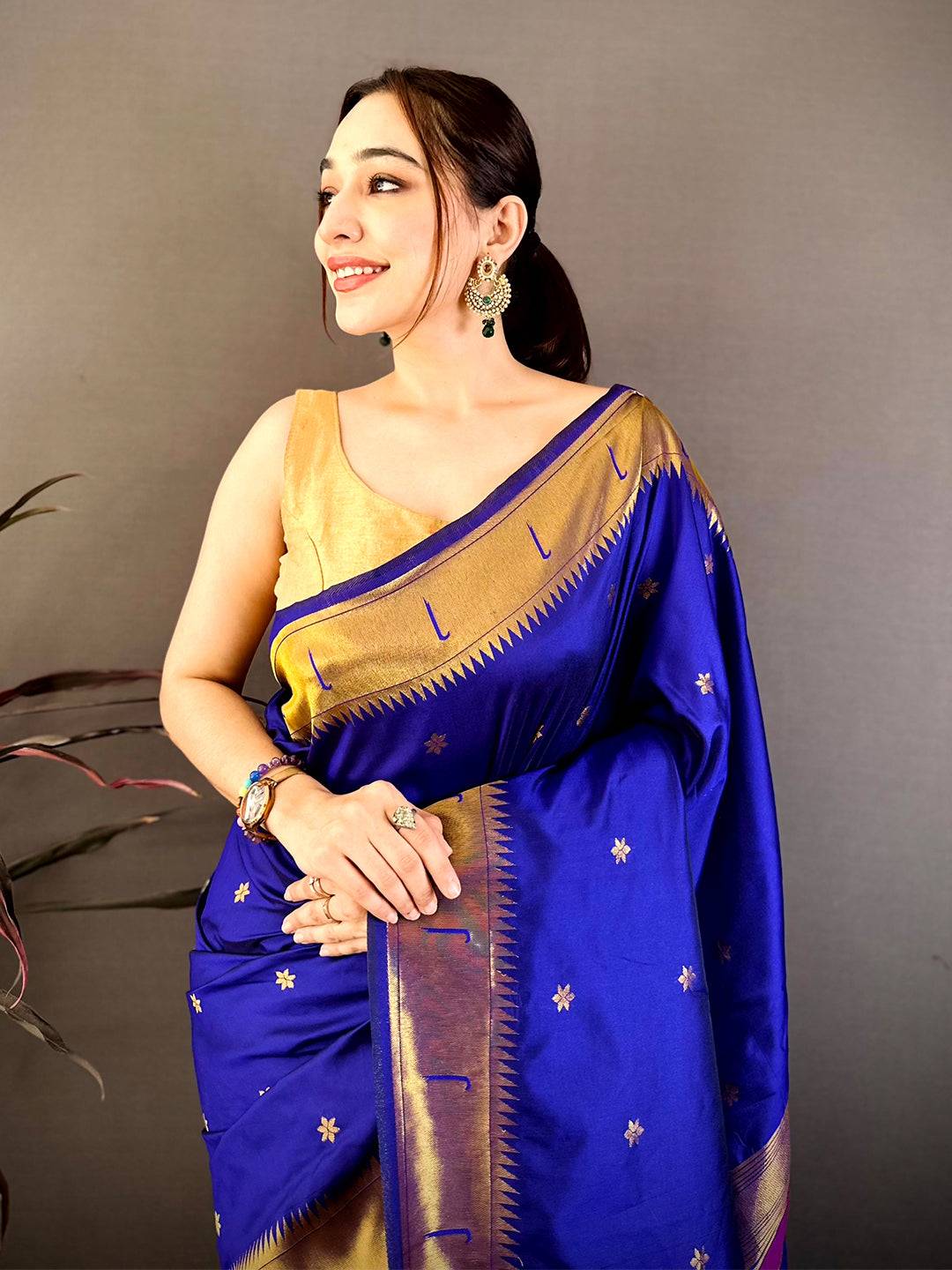 Royal Blue Gold Zari Soft Silk Saree