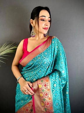 Rama Banarasi Minakari Katan Silk Saree

