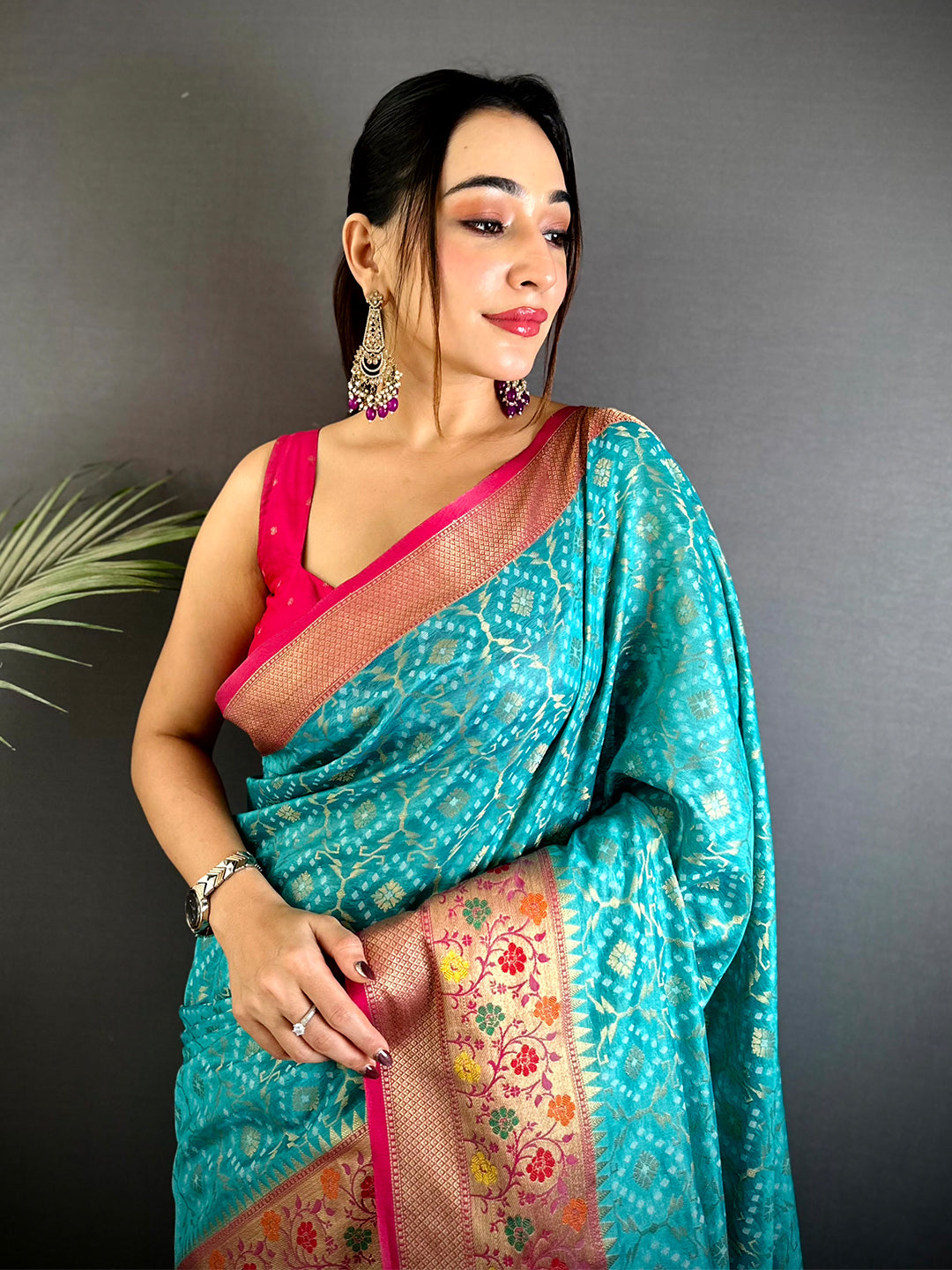Rama Banarasi Minakari Katan Silk Saree