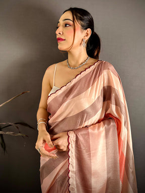 Classic Soft Chiffon Striped Cutwork Saree


