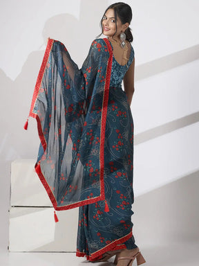 Soft Georgette Designer Saree Multi Colored Party Wear