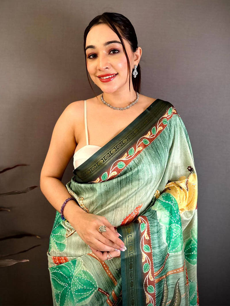 Royal Rudraksh Border Floral Silk Saree
