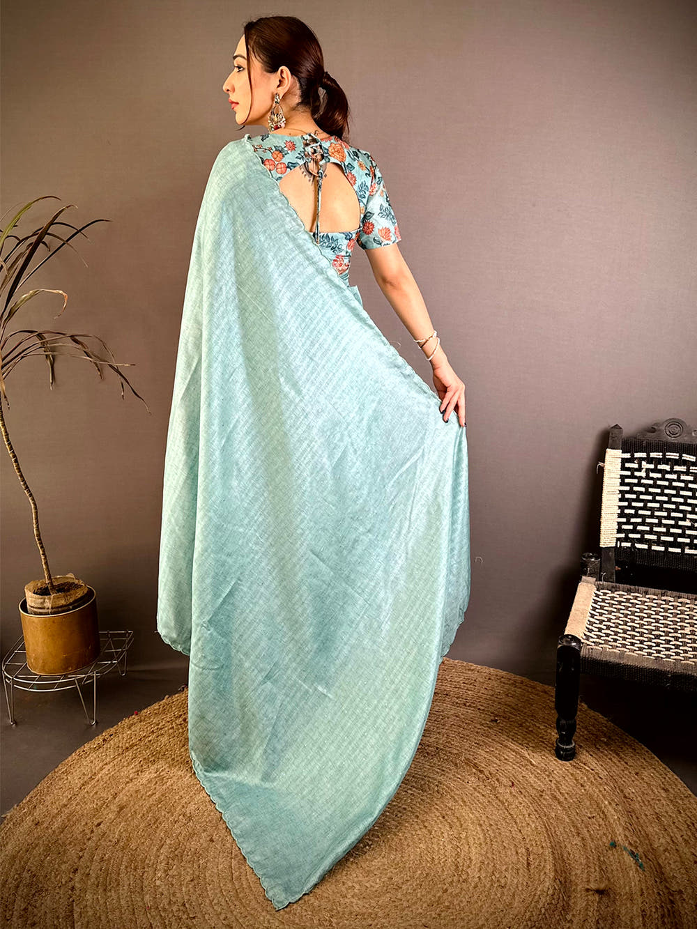 Air Silk Butti Resham Embroidery Border Saree