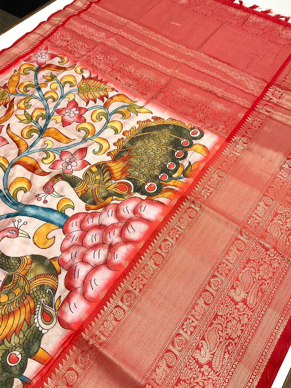 Royal Kalamkari Pattu Banarasi Silk Saree
