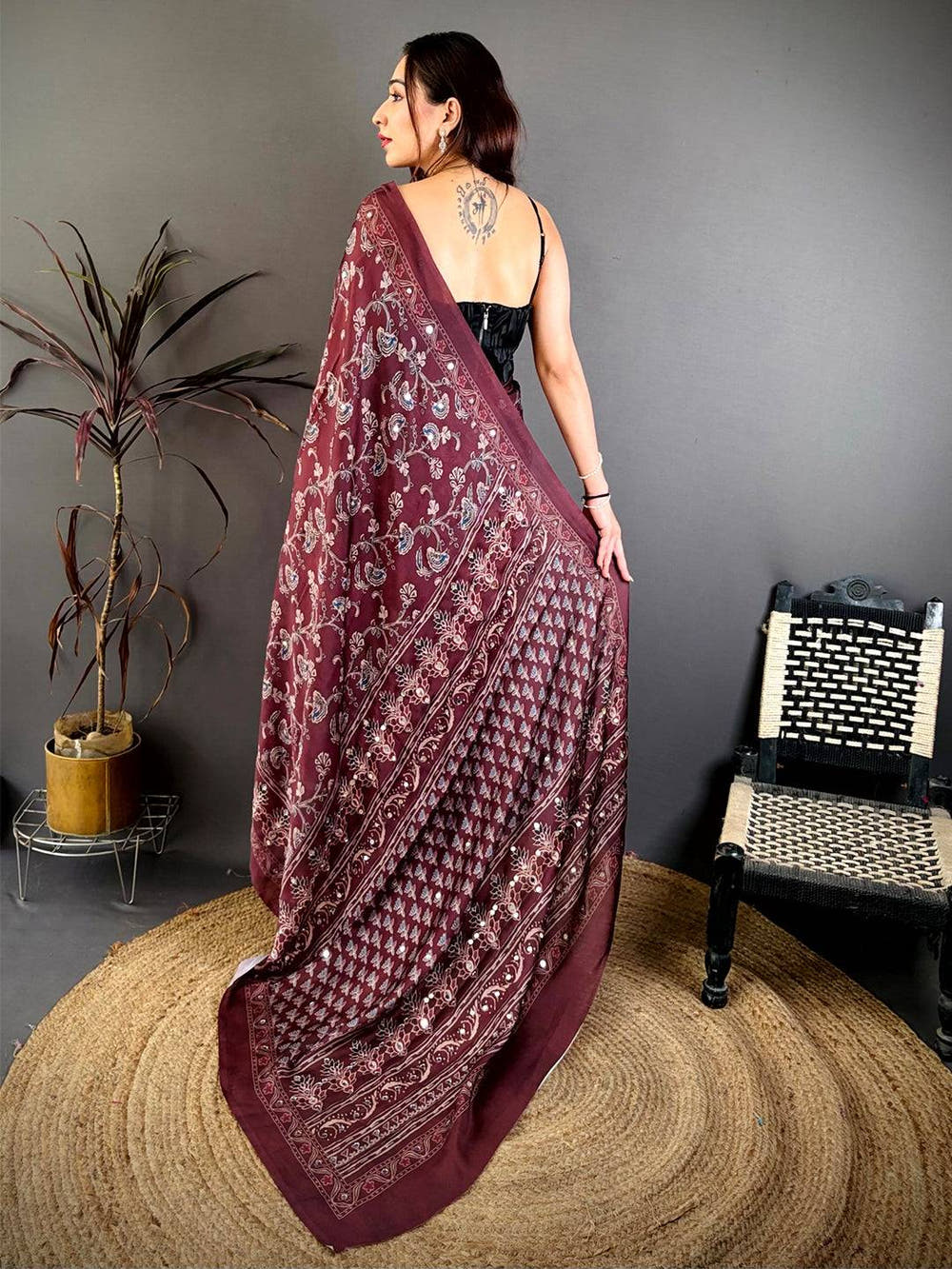 Radiance Soft Georgette Mirror Work Saree