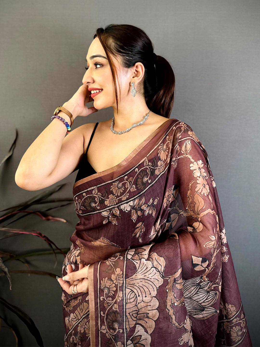 Radiant Kalamkari Linen Weave Saree