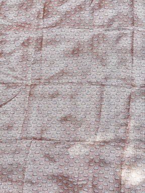 Peach Kota Doriya Silk Saree With Flower Kalamkari Print