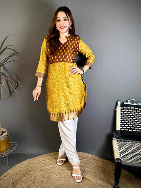 Radiant Soft Dola Silk Crew Neck Kurti