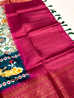 Light Blue Floral Banarasi Silk Saree