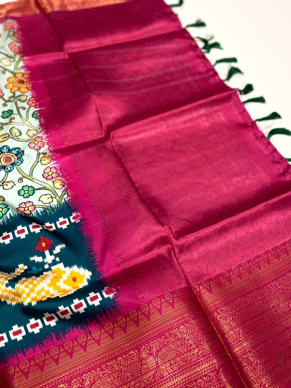 Light Blue Floral Banarasi Silk Saree