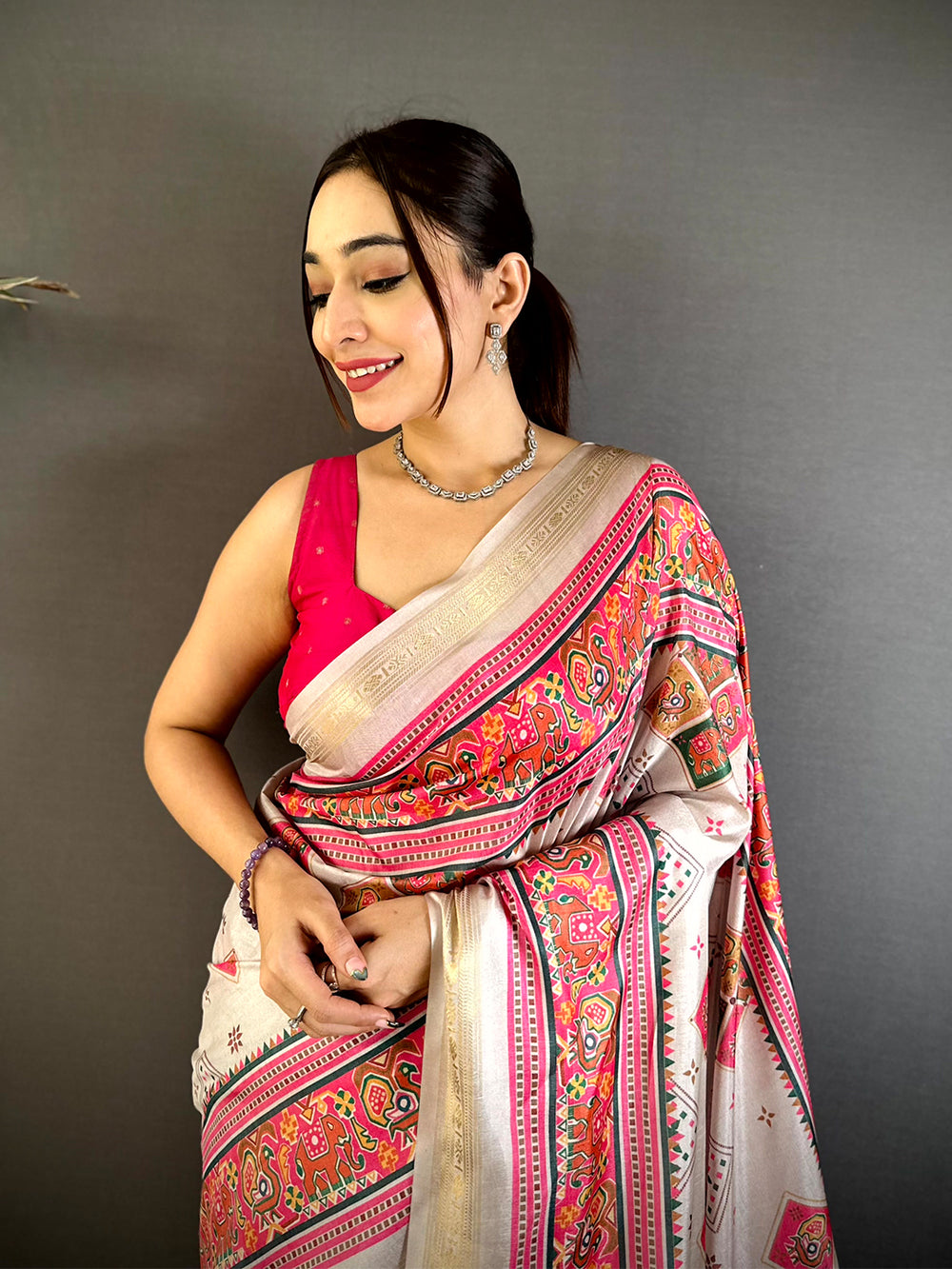 Majestic Kashmiri Print Soft Silk Saree