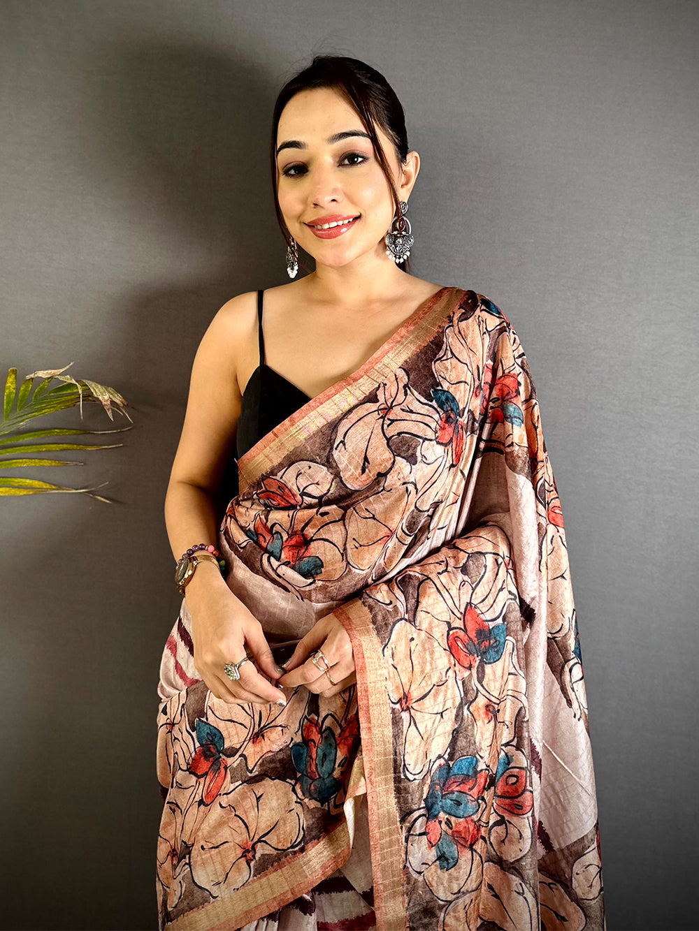 Artistic Ghicha Tussar Digital Art Saree