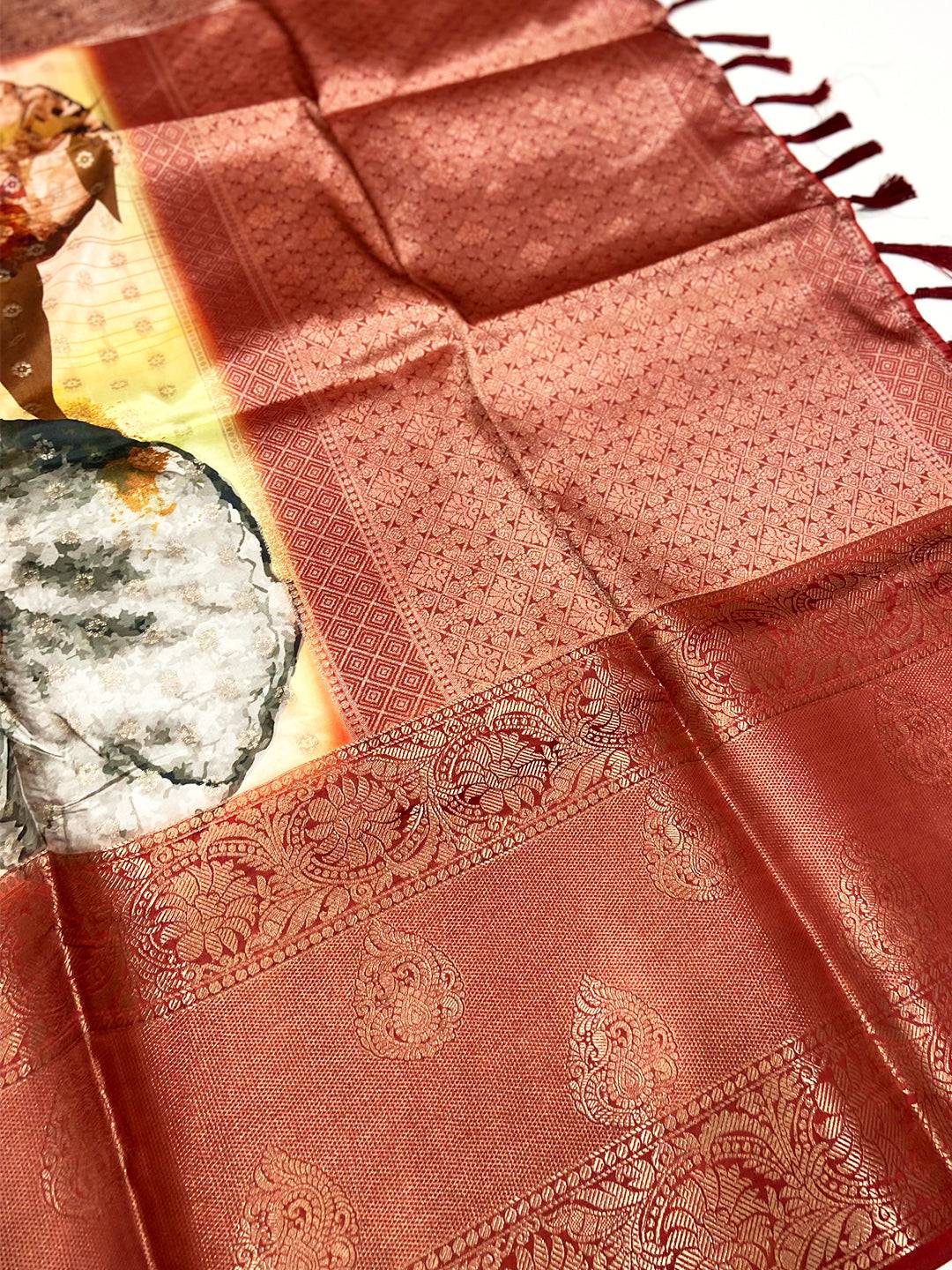 Opulent Floral Fantasy Banarasi Silk Saree