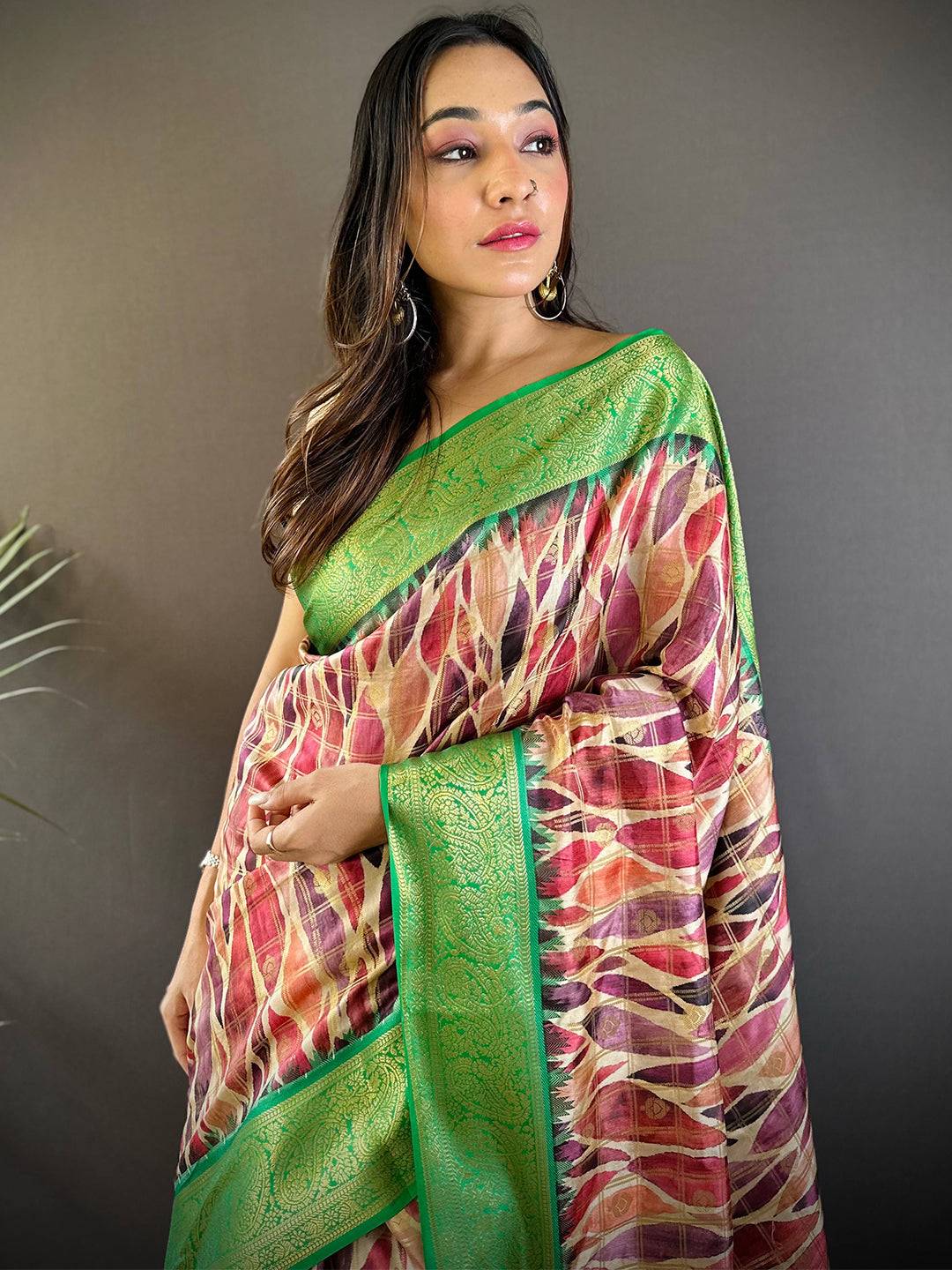 Green Kovai Rettapet Border Geometric Saree
