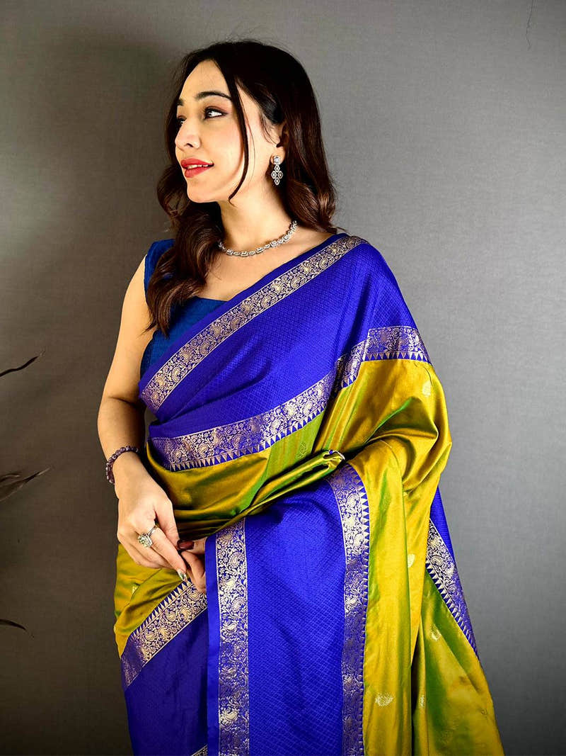 Mehndi Green Dual Tone Gadwal Saree
