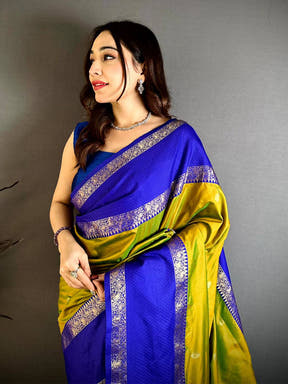 Mehndi Green Dual Tone Gadwal Saree