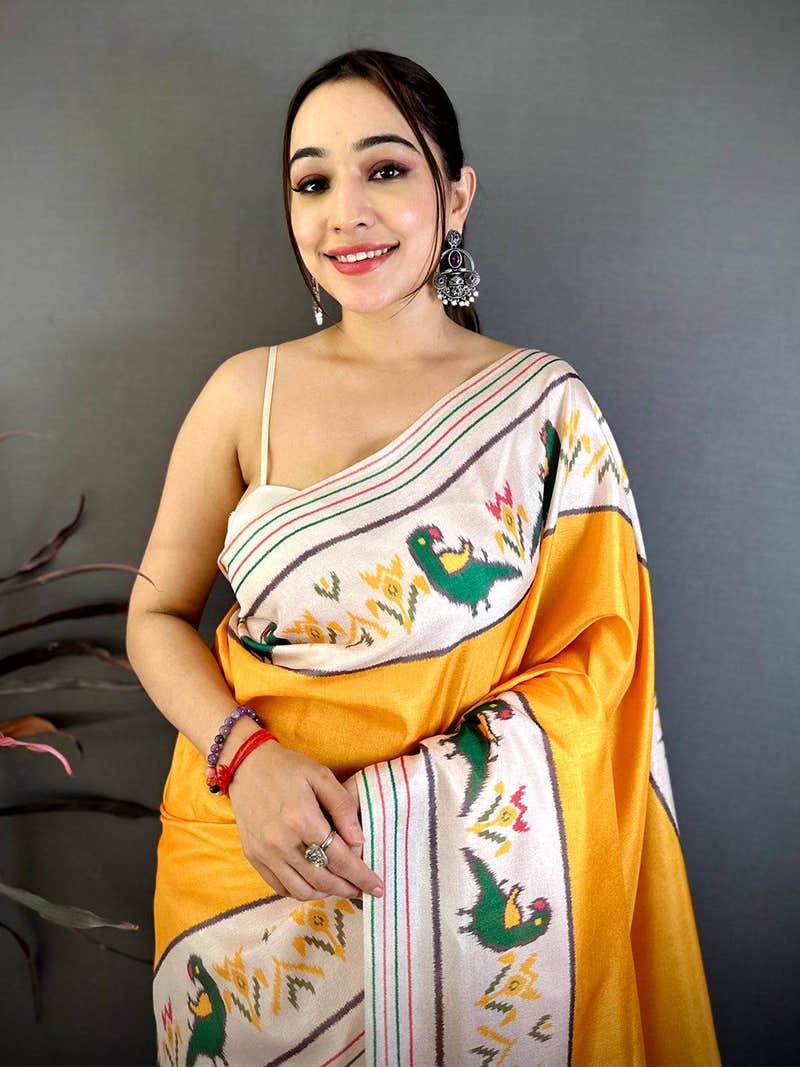 Classic Soft Tussar Ikat Weave Saree