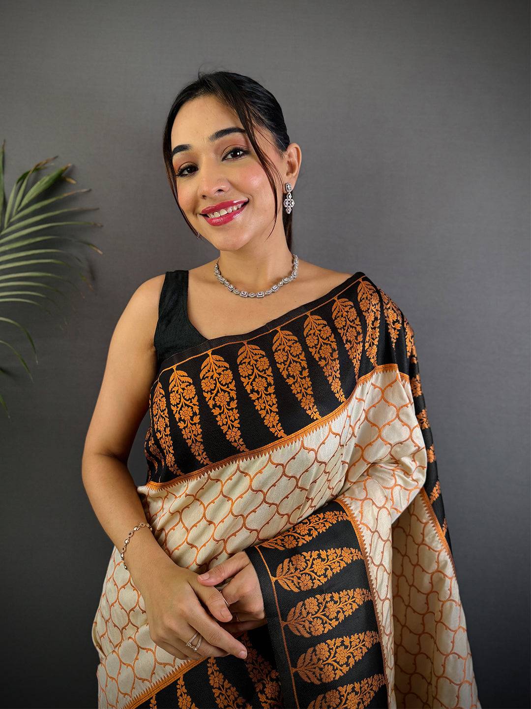 White Soft Banarasi Katan Silk Saree