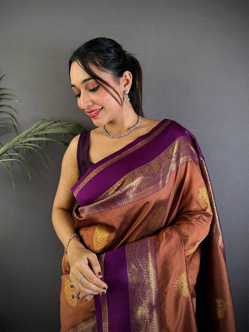 Gold Zari Bentex Border Silk Saree