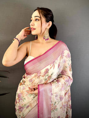 Opulent Brasso Floral Weaving Saree