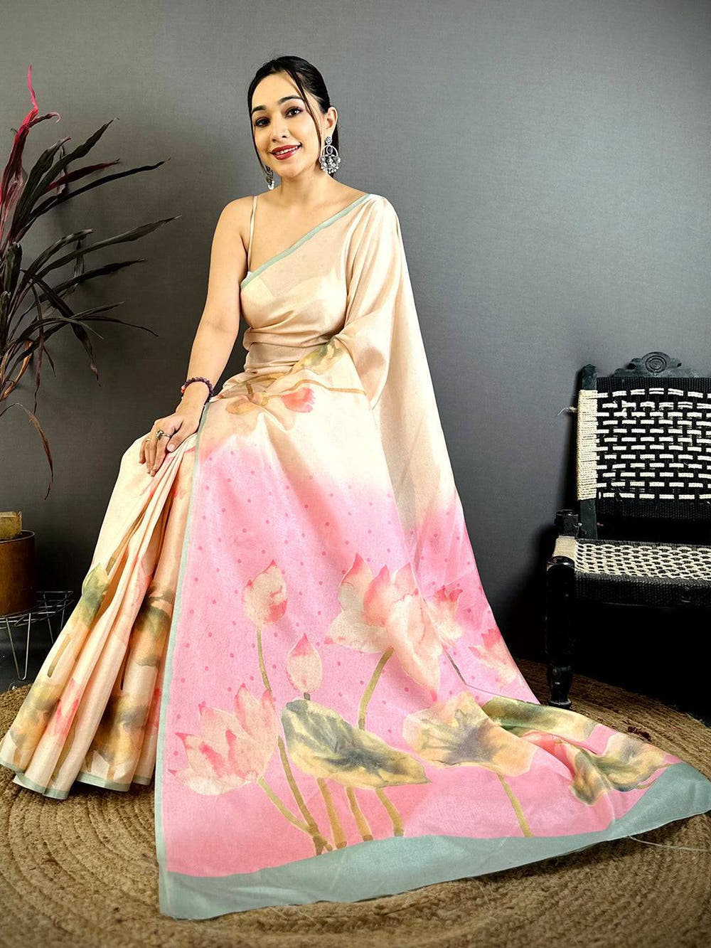 Regal Barbie Tone Lotus Saree