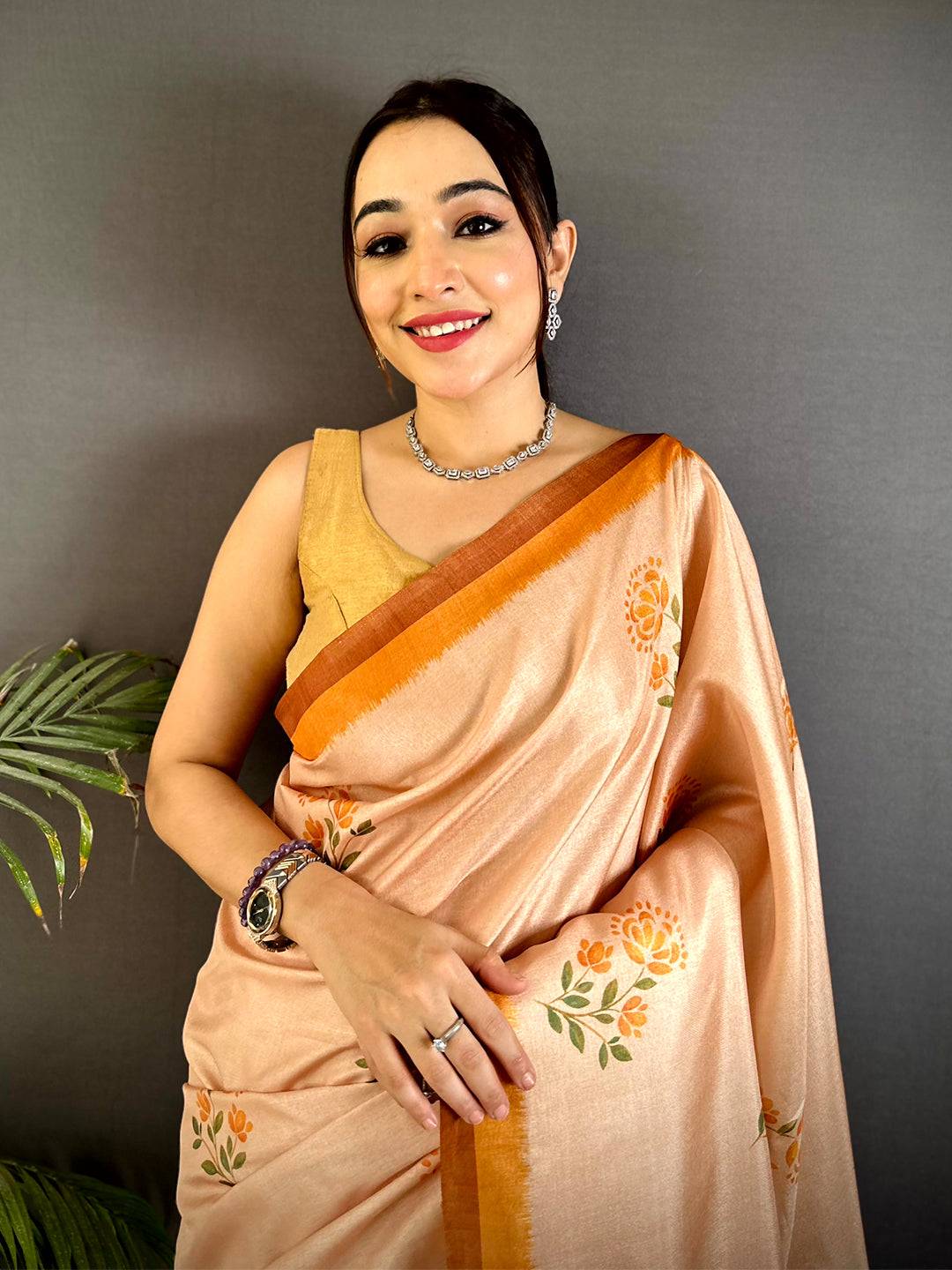 Artistic Soft Tussar Digital Print Saree