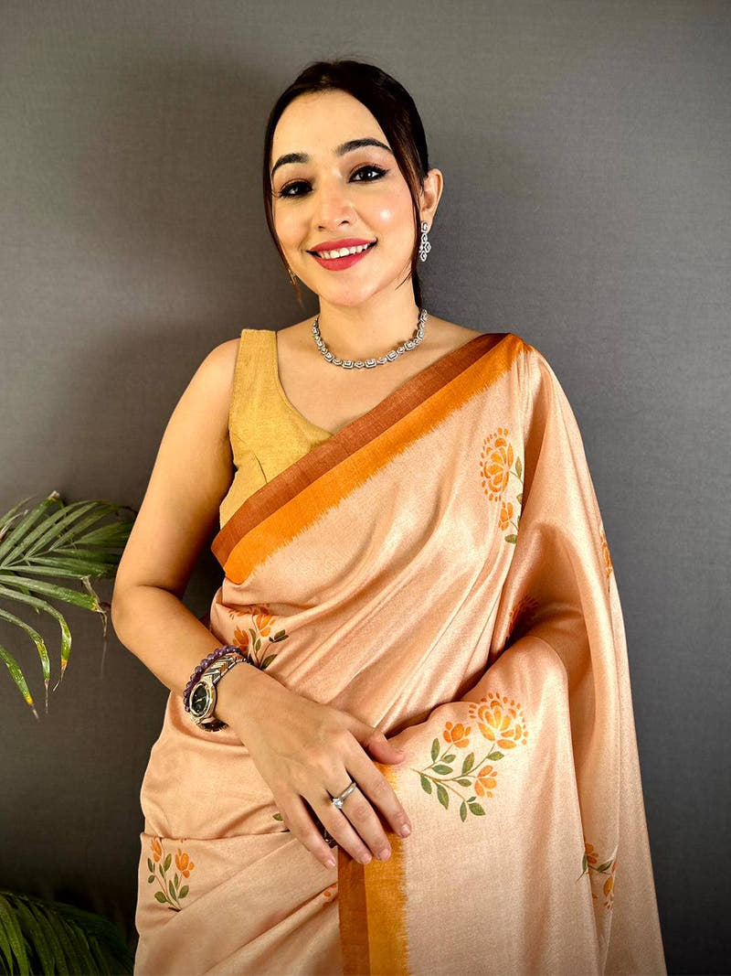 Artistic Soft Tussar Digital Print Saree