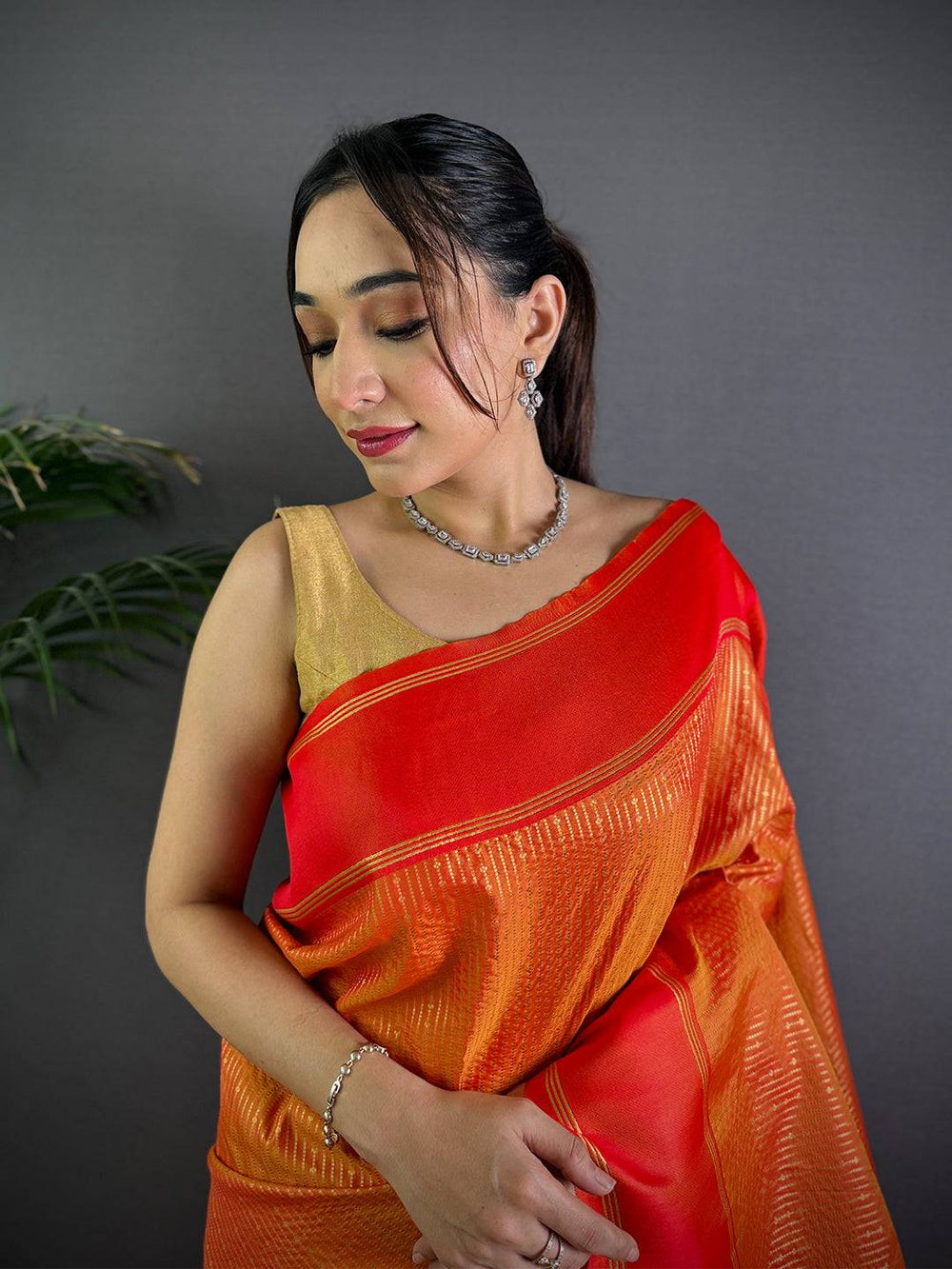 Radiant Orange Soft Silk Saree