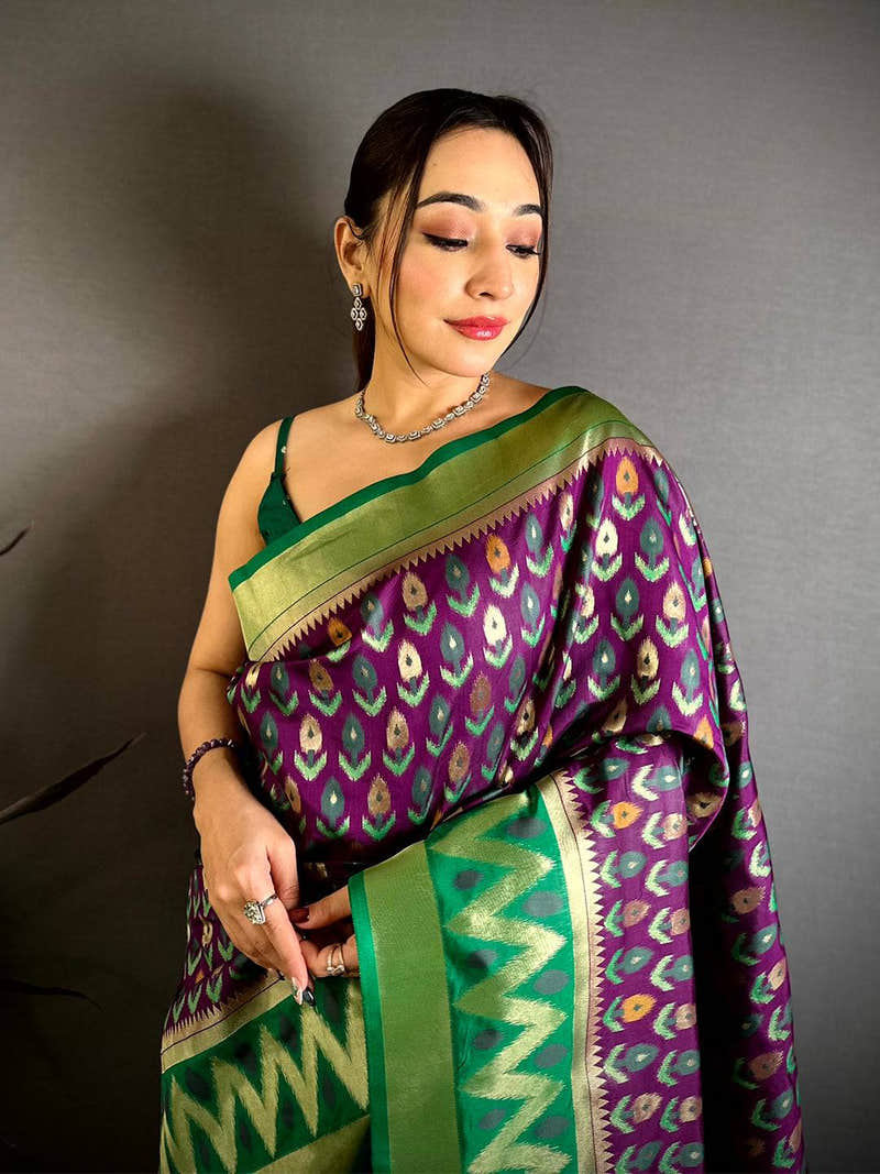 Bangani Double Ikkat Soft Silk Saree