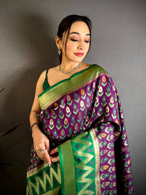 Bangani Double Ikkat Soft Silk Saree


