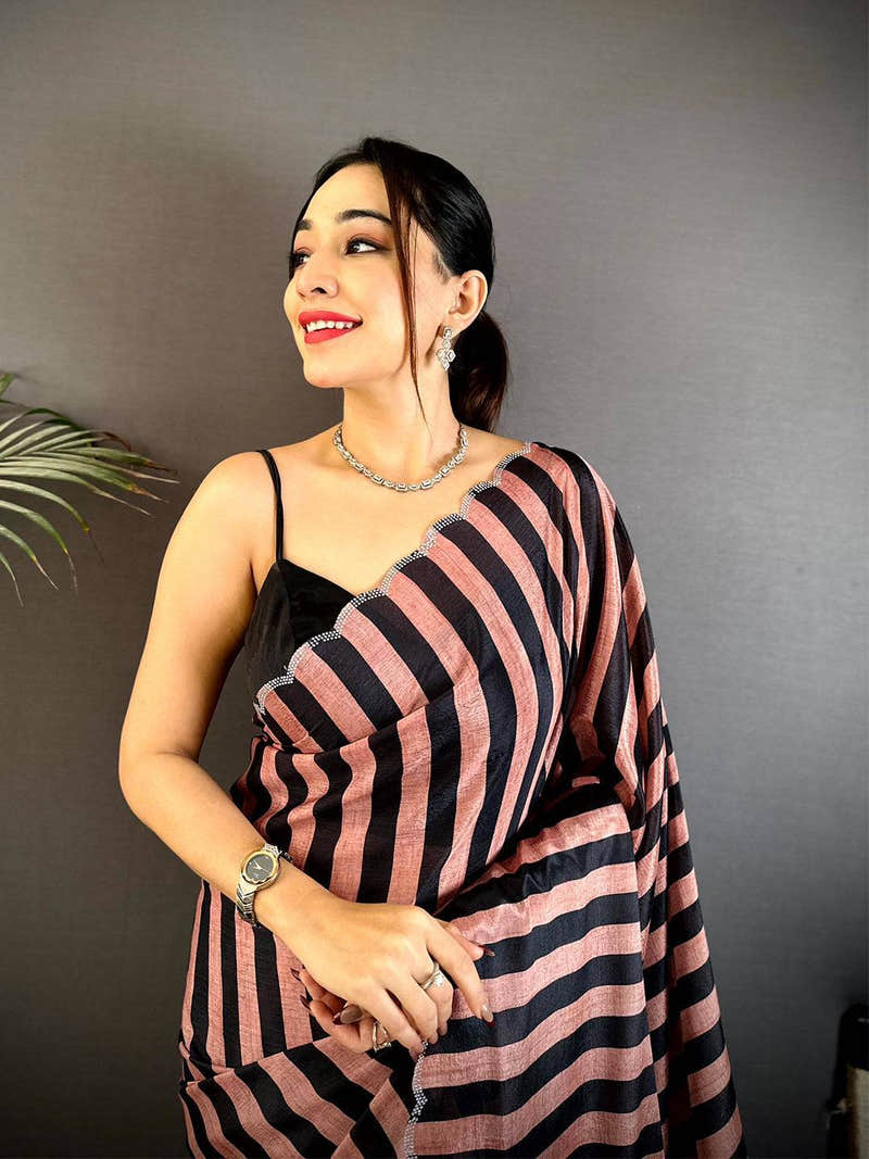 Radiance Soft Chiffon Striped Print Saree