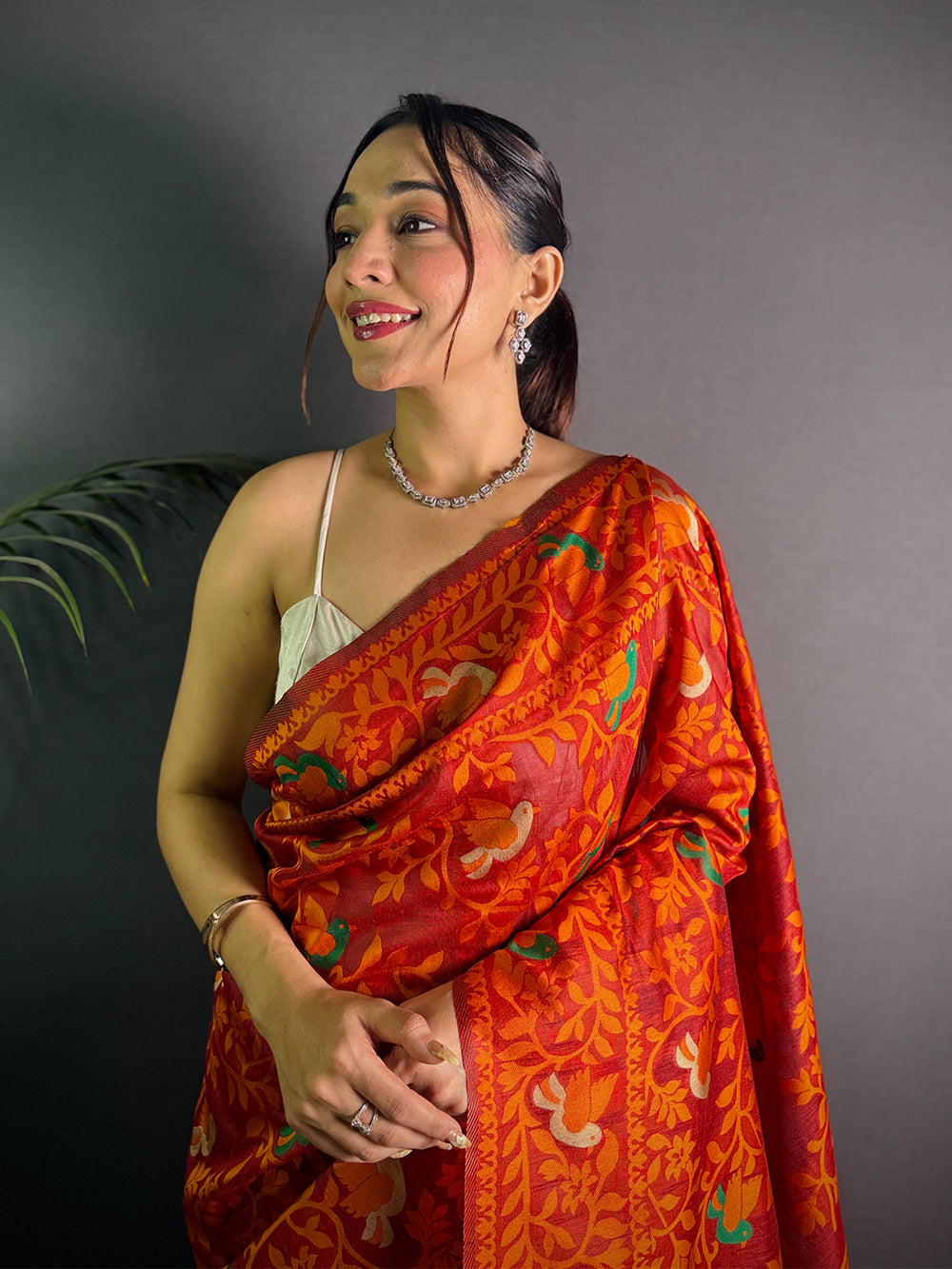 Maroon Colour Dhakai Jamdani Light Weight Cotton Silk Saree