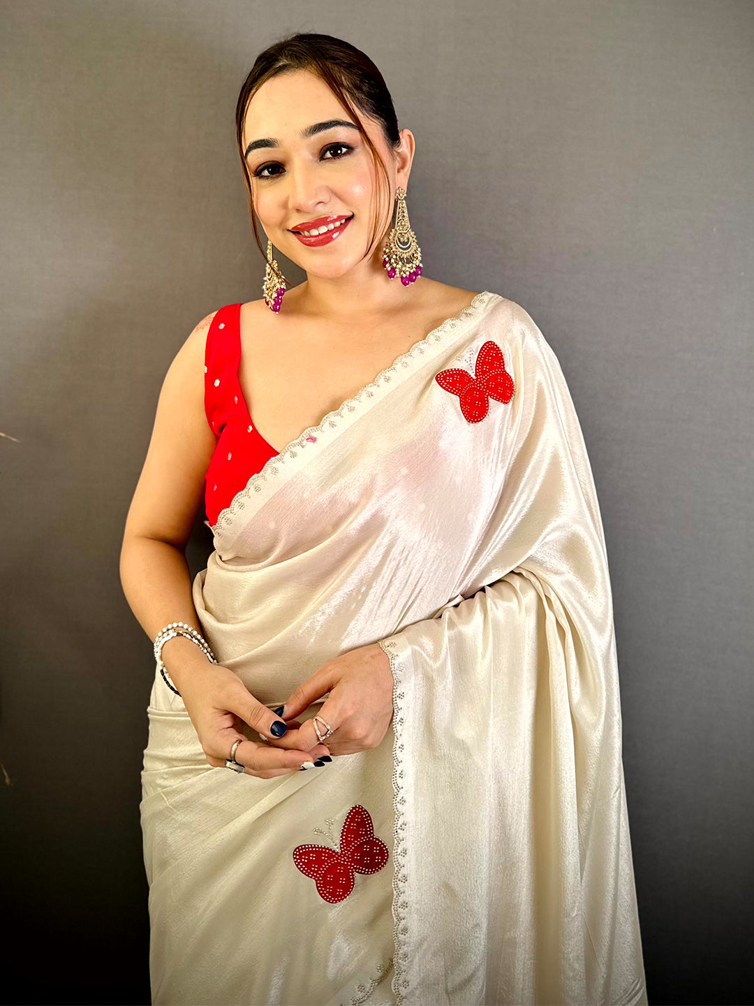 Regal Butterfly Bandhej Soft Chinnon Saree