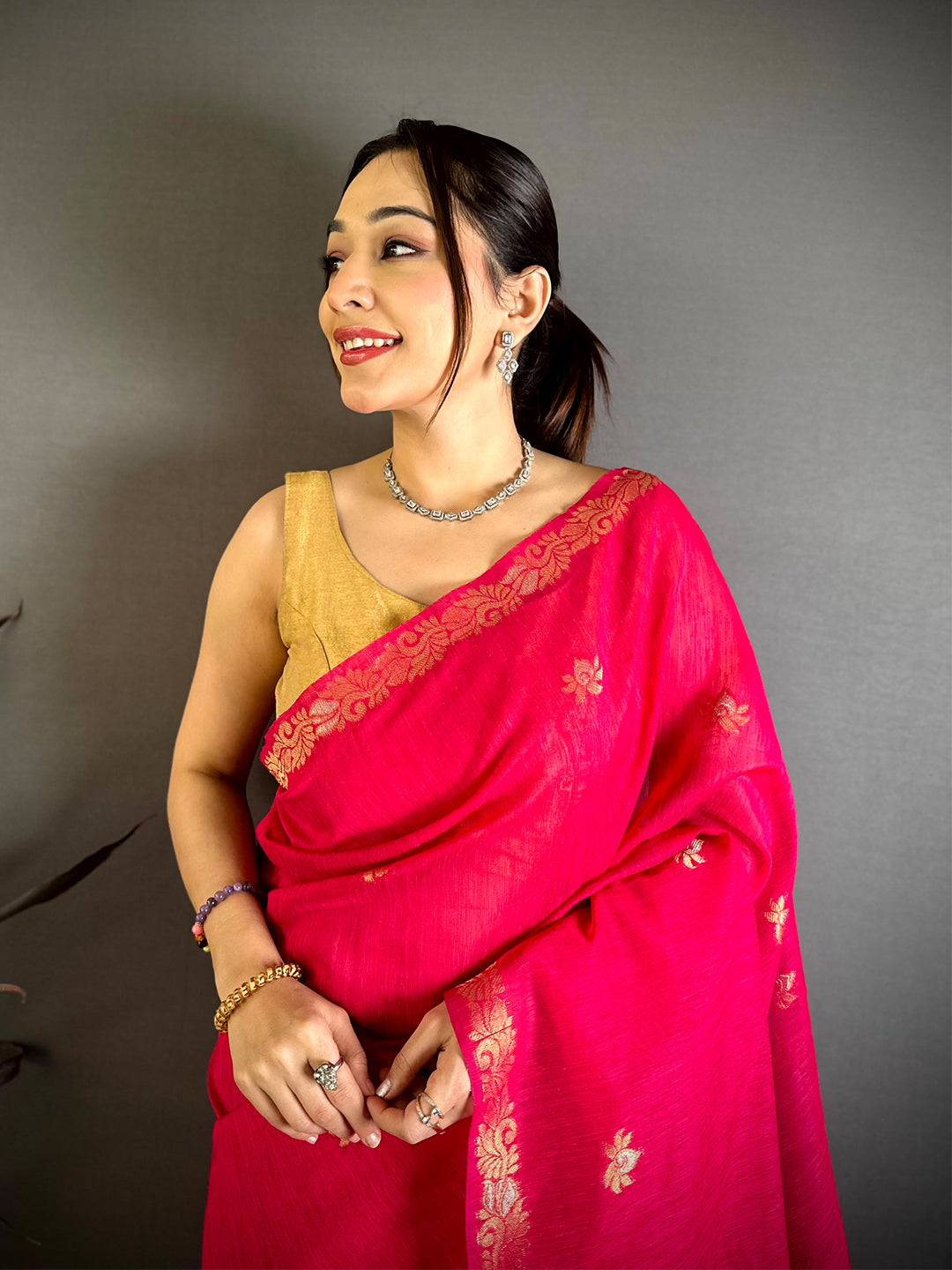 Rani Sona Chandi Muga Cotton Saree