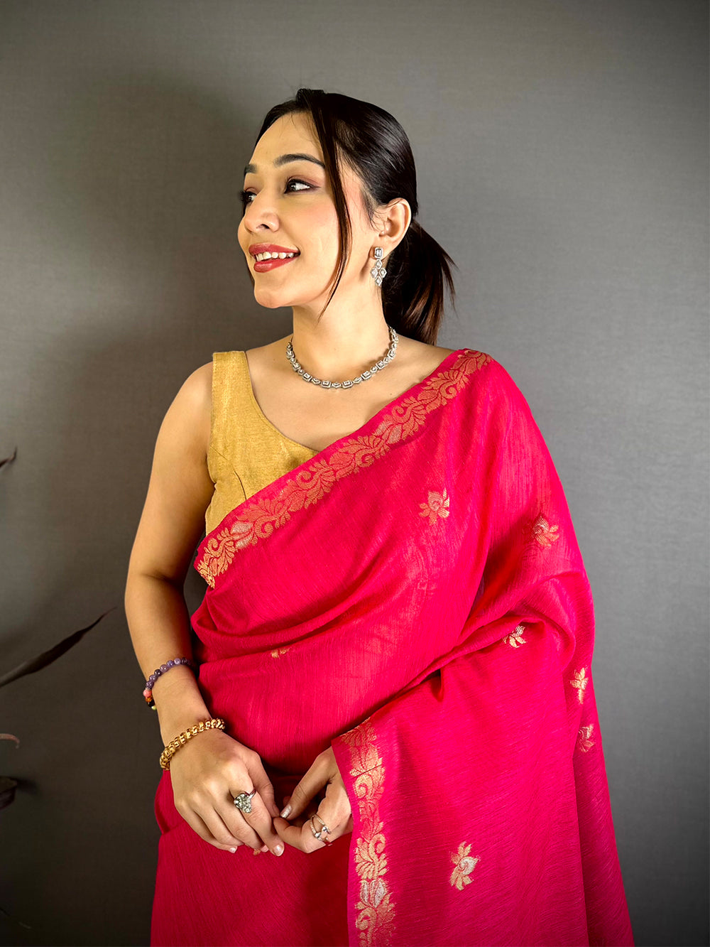 Rani Sona Chandi Muga Cotton Saree